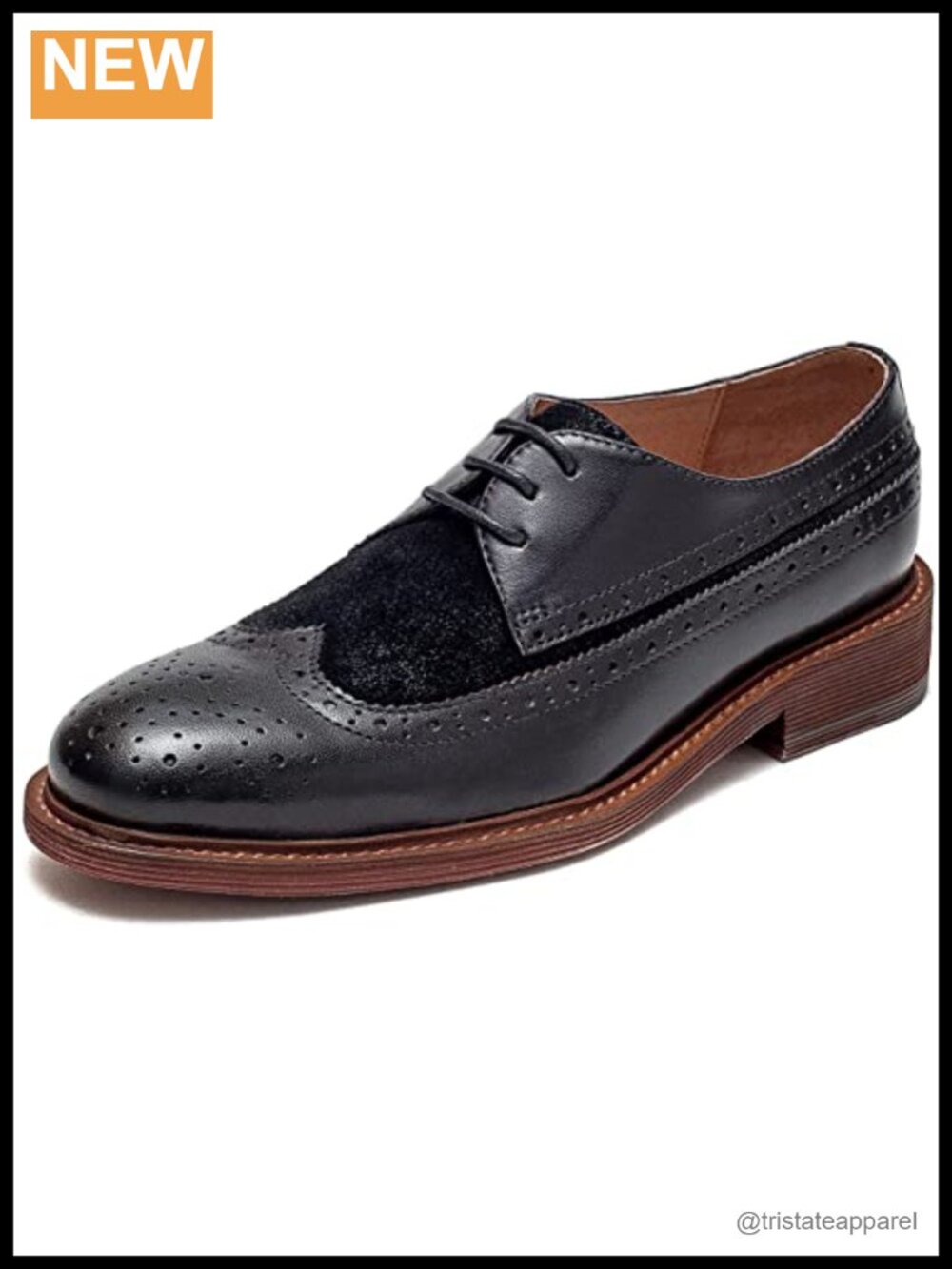 Perforated Lace-Up Wingtip Oxfords Flat Tassel Brogue Cowhide Leather